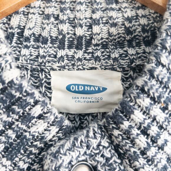 Old Navy Blue and White Wool Blend Longline Cardigan Sweater Size XL - Picture 4 of 6